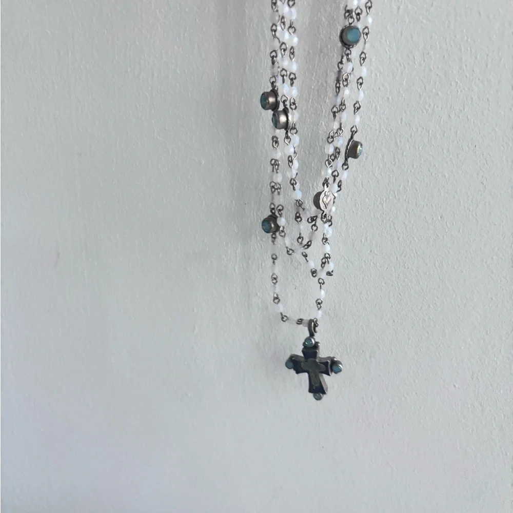 Virgin saint and angel Elegant Silver and Gold Cross Pendant Necklace